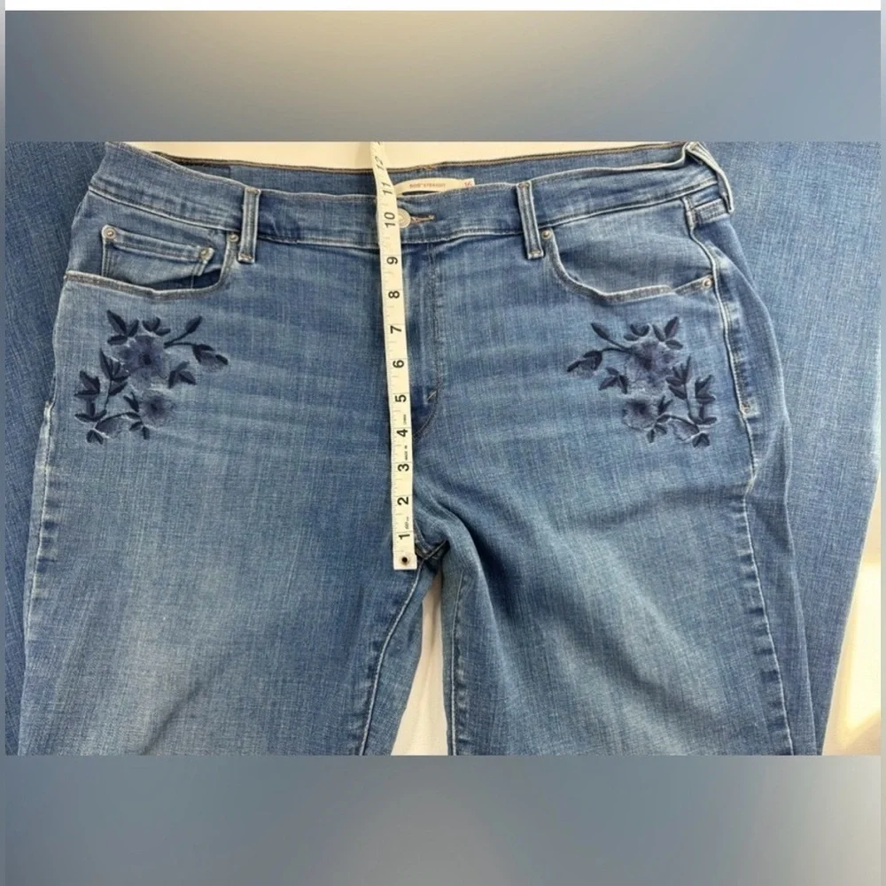 Levi’s 505 Floral Embroidered Straight Leg Stretch Jeans Womens Size 16 GUC - Picture 8 of 13